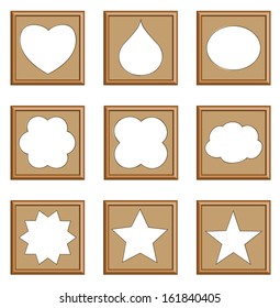 modern style frames of star, heart, drop, oval, cloud for gallery collection, vector set