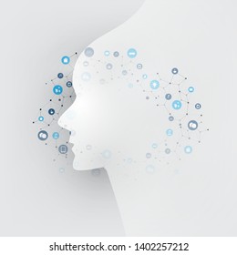 Moderno estilo Futurista Machine Learning, Inteligencia Artificial, Cloud Computing y Diseño de Redes IoT con Iconos conectados, malla de red