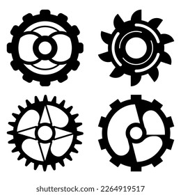 Modern style gears set isolated on white background