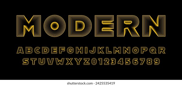 Modern style geometric font with effect of blend lines. Contour abc alphabet for banner, poster, printing, typography, t shirt, book and card. Trendy vector illustration.