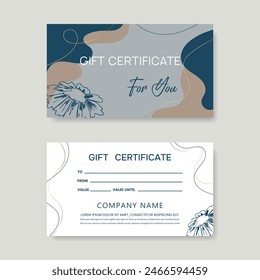 Modern style gift certificate template for salon, gallery, spa, store. Gift Certificate. Vector.