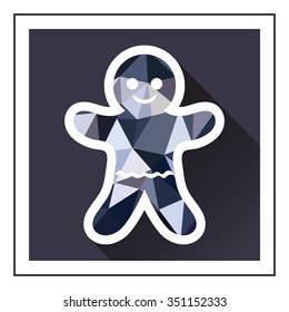 Modern style gingerbread icon with polygon design and shadow. Symbol of christmas, food and cookies.