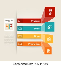 Modern style graph layout with 4 P Marketing Mix Business concept