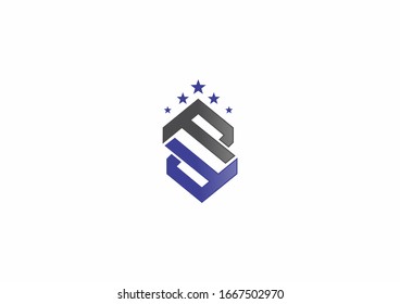 Logo del vector hexágono de estilo moderno. Geométrico con el logotipo de concepto de estrellas