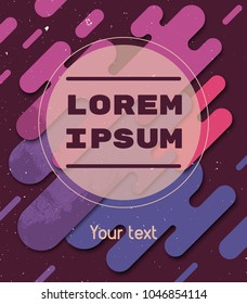 Modern style hipster abstraction composition with various rounded shapes in deep purple color. Vector illustration with grunge texture print poster design