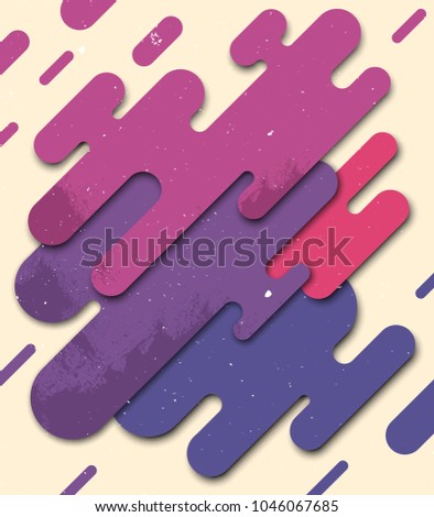 Modern style hipster abstraction composition with various rounded shapes in deep purple color. Vector illustration with grunge texture