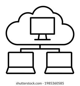 Un icono de estilo moderno en la red del sistema en la nube 