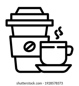 Modern style icon of coffee with teacup, refreshment vector