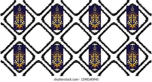 Modern style ikat color etnical tribal hand - drawn pattern navajo motif for packing, wallpaper, batik