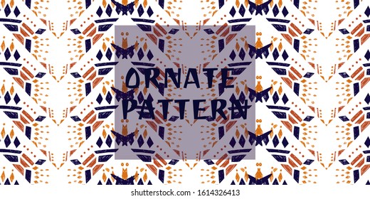 Modern style ikat color etnical tribal hand - drawn pattern navajo motif for packing, wallpaper, batik