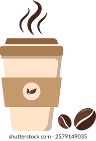 Modern style illustration of a takeaway coffee cup with a colorful design.