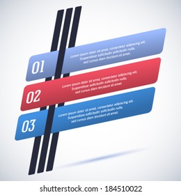 Modern style info graphics design elements.  Abstract shape slanted lines with shadows on retro background. Vector illustration eps, can be used for workflow diagram process, web banner, number options