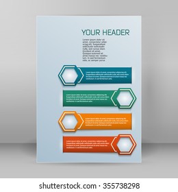 Modern style infographics designs elements horizontal banner on grey background. Abstract shape. Vector illustration eps 10 for info graphic, web presentation, booklet page template