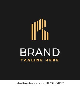 Modern style initial letter P or R shape as building logo template
