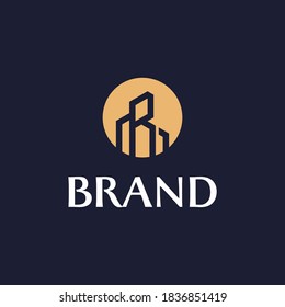 Estilo moderno letra inicial Forma R como plantilla de logotipo de construcción