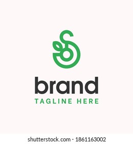 Modern style initial letter S with leaf and natural vibe logo template