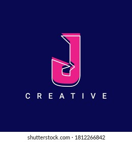 modern style J letter logo with white outline