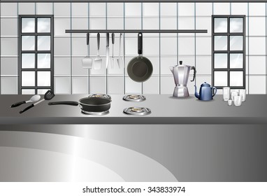 Modern style of kitchen and utensils illustration