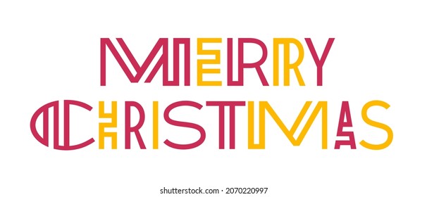 Modern style lettering Merry Christmas isolated on white background. Vector illustration.