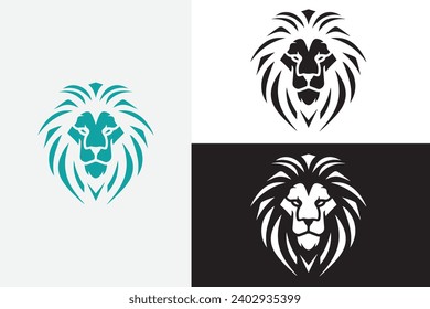 modern style lion head for education white logo sample design art