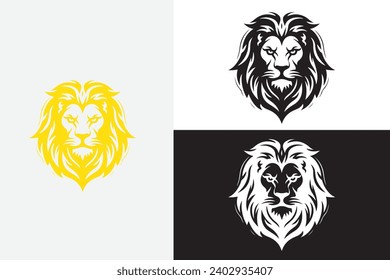 modern style lion head for education white logo sample design art