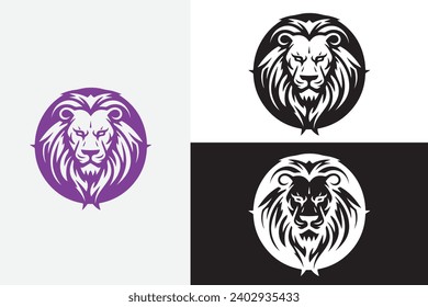 modern style lion head for education white logo sample design art