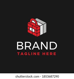 Plantilla de logotipo de bloques y ladrillos de estilo moderno