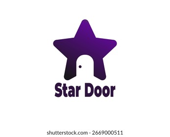 Logotipo de estilo moderno con una forma combinada de un símbolo de estrella y una puerta