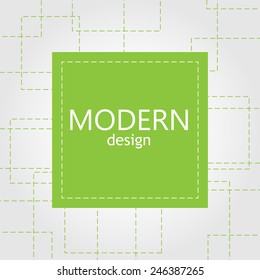 Modern style logo design with interrupted lines in the background.