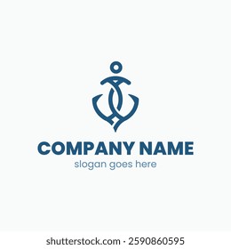 Modern style logo template in the form of a ship's anchor combined with a person