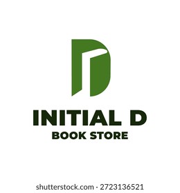 Modern Style logo that shape letter D and Book symbol in it negative space.