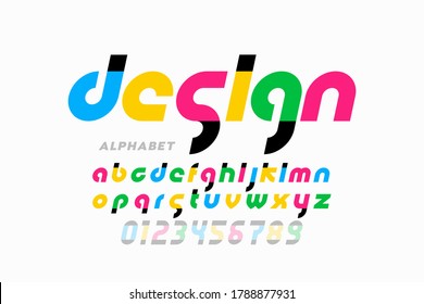 Modern style lowercase font, alphabet letters and numbers vector illustration