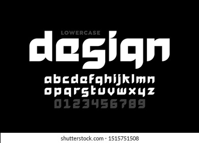 Modern style lowercase font design, alphabet letters and numbers, vector illustration