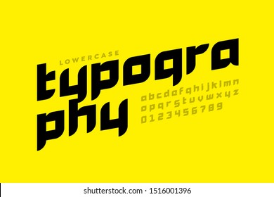 Modern style lowercase font design, alphabet letters and numbers, vector illustration