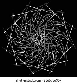 Modern style Mandala with sharp angles and lines, black and silver and white colors, star shape mandala vector, suitable for art galleries and print tools and posters and banners, abstract minimal art