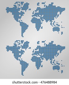 Modern style of map. Dotted world. World in the box. Business map