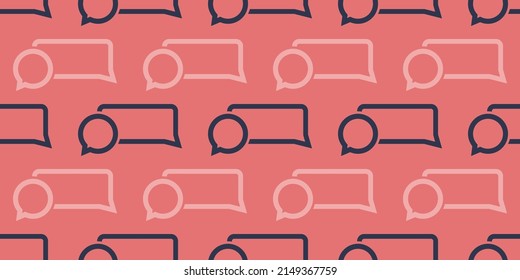Modern Style Minimal Seamless Speech and Thought Bubbles, Simple Communication Symbols Pattern on Wide Scale Red Colored Background - Design Template for Web in Editable Vector Format