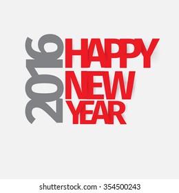 Modern style minimalist red gray color scheme new year greetings card on light-gray background. Flat design element. Bright mood. 2016 new year greetings