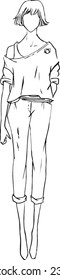 Modern style of models .Hand draw.
