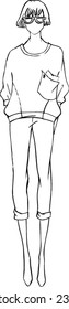 Modern style of models.Hand draw.