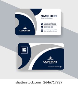 Modern Style Navy Blue Business Card Design Vector Template for Professionals