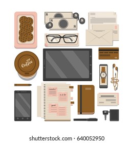 Modern style office workspace items