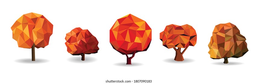 Modern style orange tree icons set polygon vector, illustration.