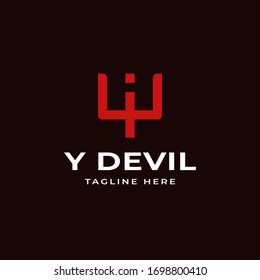 Modern Style Professional Logo Design, Letter Y with Devil Vector or Animal Logo with White Background...