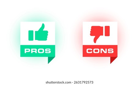 modern style pros and cons sign sticker design vector