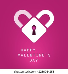 Modern Style Purple Valentine's Day Card or Cover Design with Keyhole and Pad Locks - Multi Purpose Illustration in Editable Vector Format