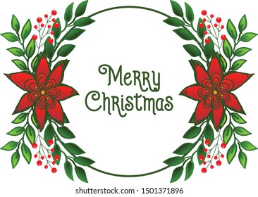 Modern style red flower frames, for design greeting card merry christmas. Vector