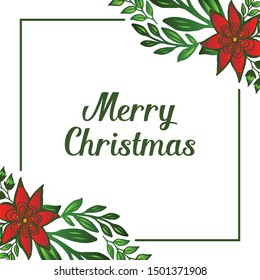 Modern style red flower frames, for design greeting card merry christmas. Vector