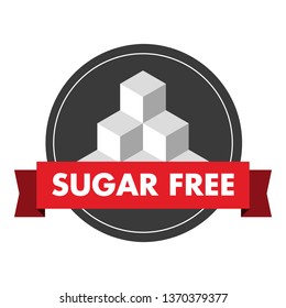 Modern style red and gray sugar free vector illustration with sugar cubes and ribbon.