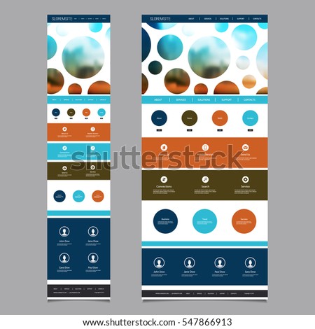 Modern Style Responsive One Page Website Template Layout with Blurred Background - Desktop and Mobile Version 